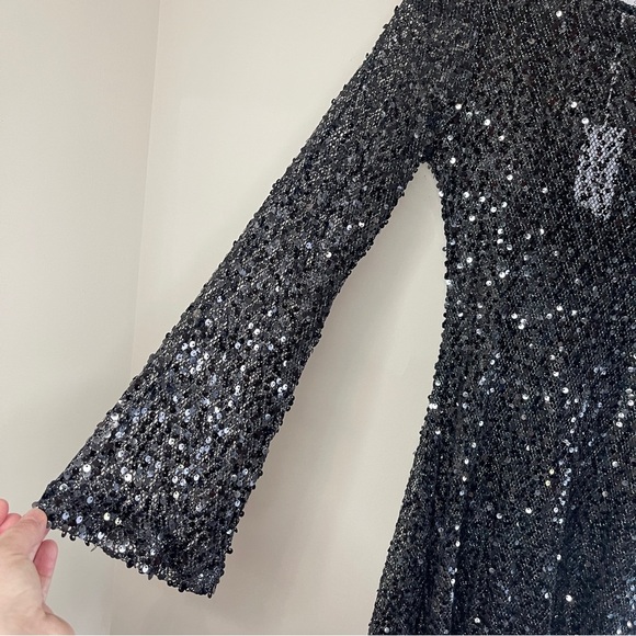 NWT SAGE THE LABEL Anthropologie Black Sequin Mini Dress, Small - Picture 5 of 10